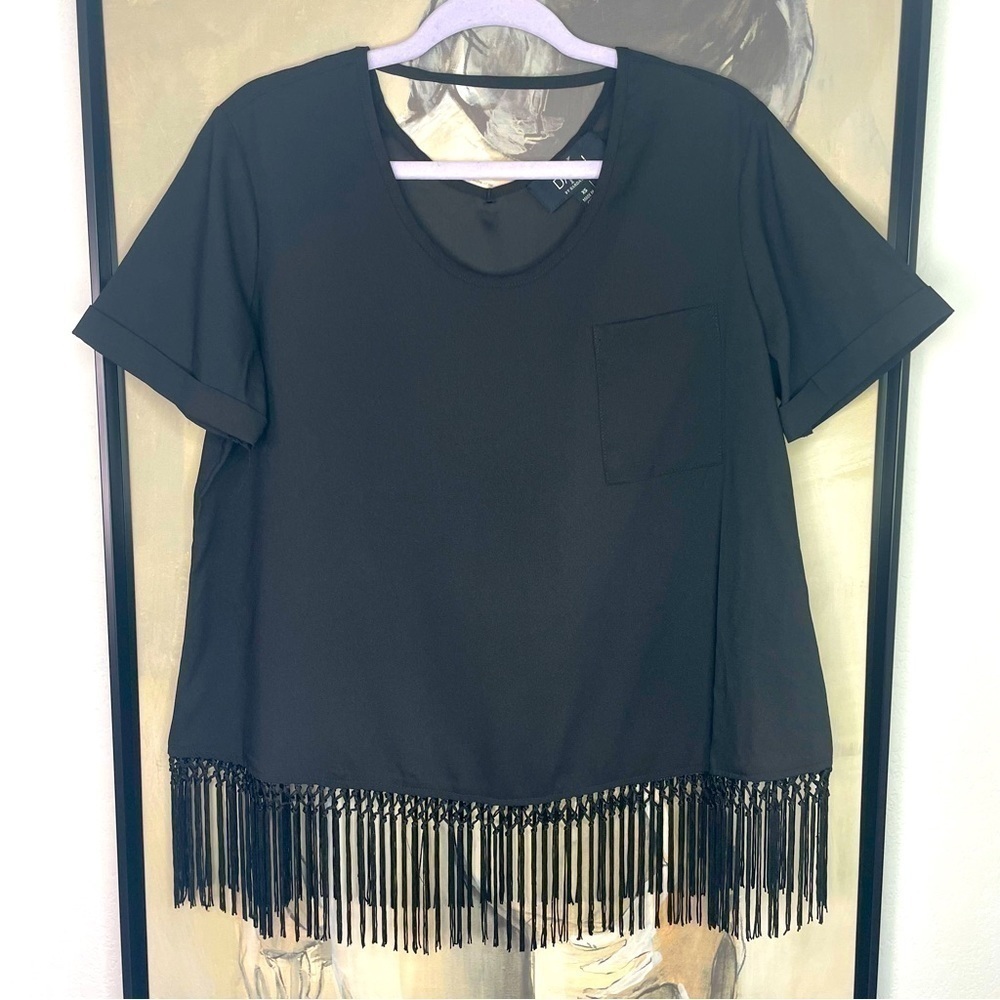 K Dash by Kardashian Black Fringe Top